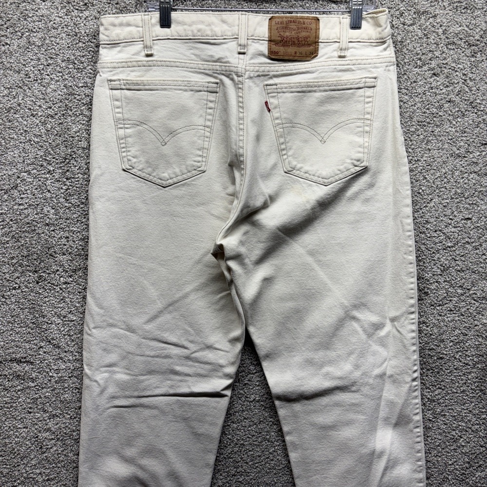 Vintage Levis Jeans 550 Men 36x34 Cream Relaxed Fit Tapered Leg USA Made Y2K 90s